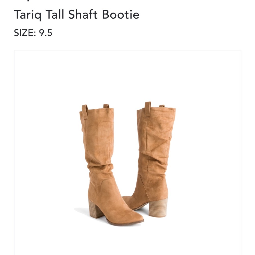 Tall faux-suede tan boots never worn